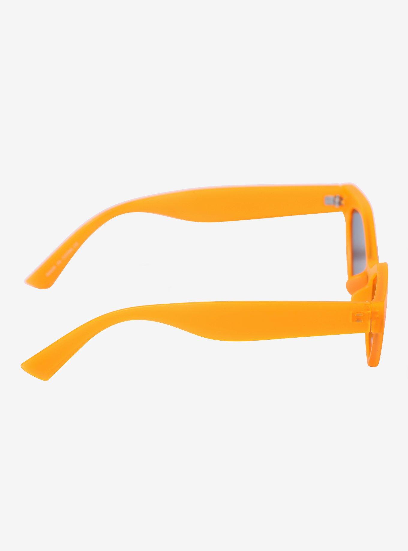 Neon Orange Geometric Cat Eye Sunglasses, , alternate