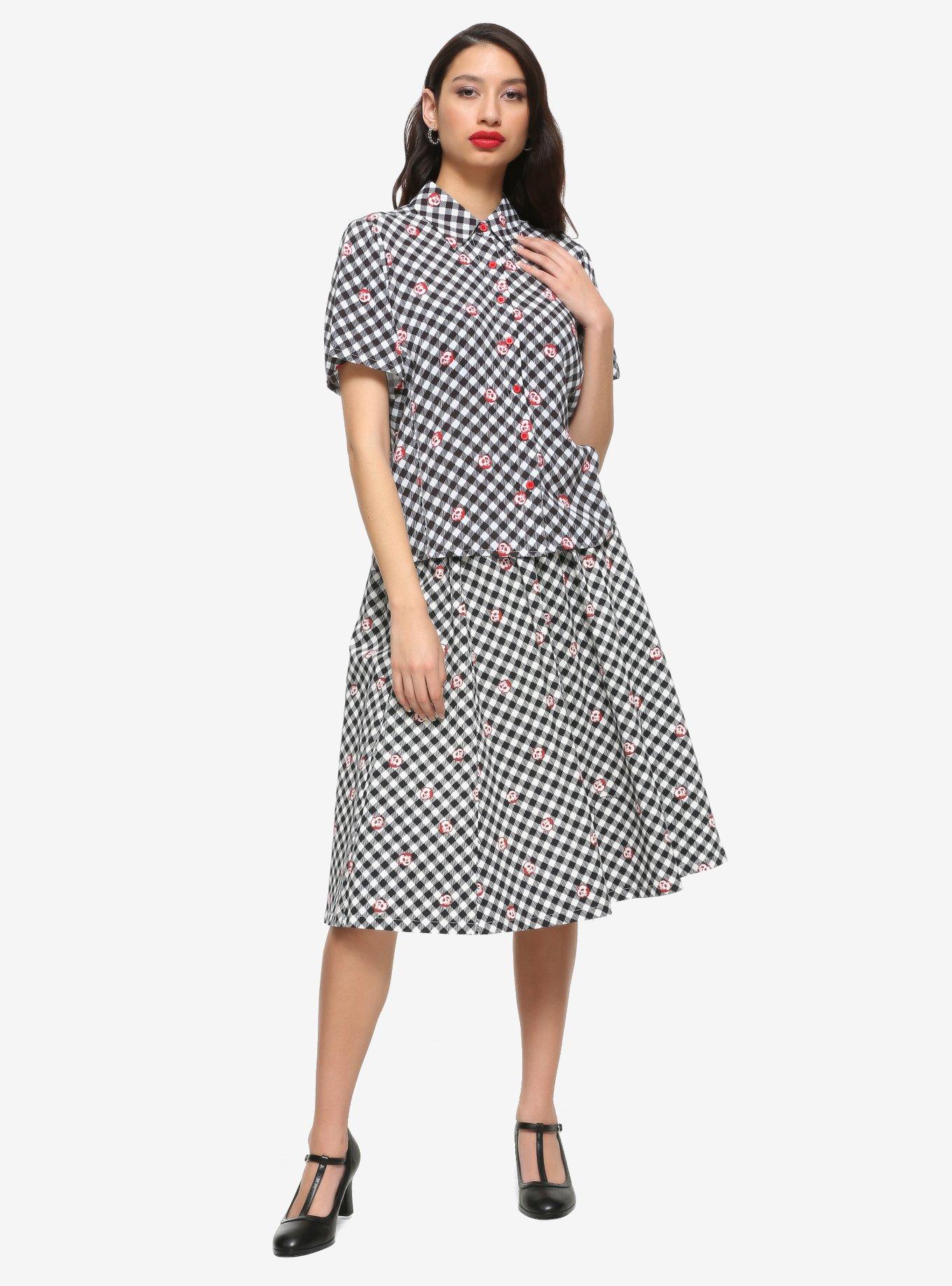 Her Universe Disney Snow White And The Seven Dwarfs Poison Apple Gingham Girls Woven Button-Up, MULTI, alternate