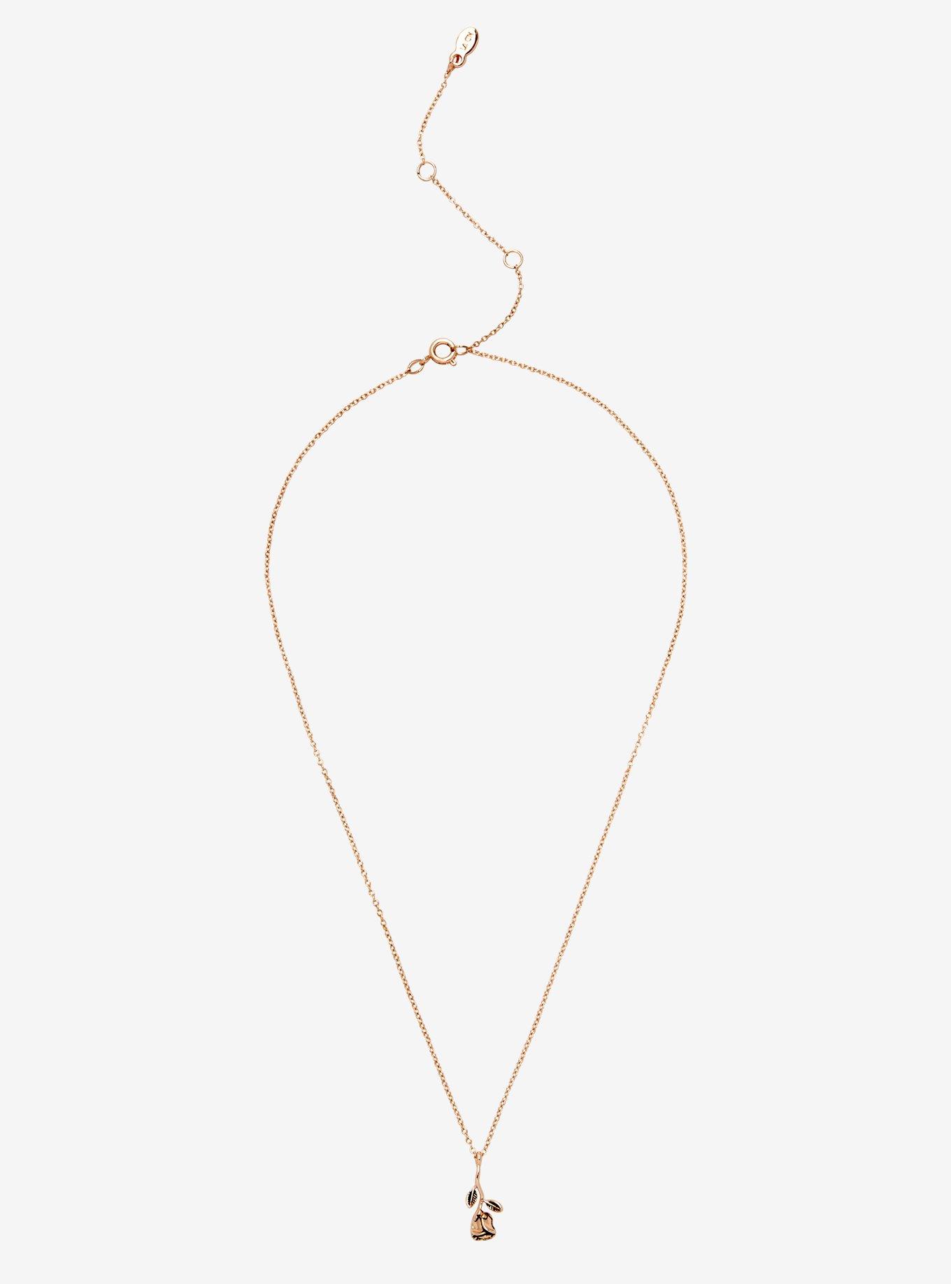 Disney Princess Belle Dainty Rose Charm Necklace, , alternate