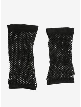Black Fishnet Long Fingerless Gloves, , hi-res