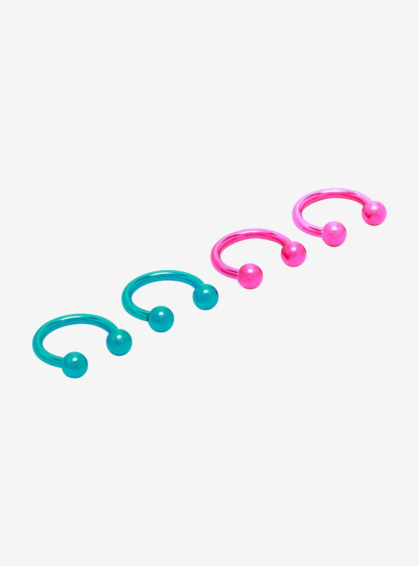 Steel Pink Blue Metallic Circular Barbell 4 Pack, MULTI, alternate
