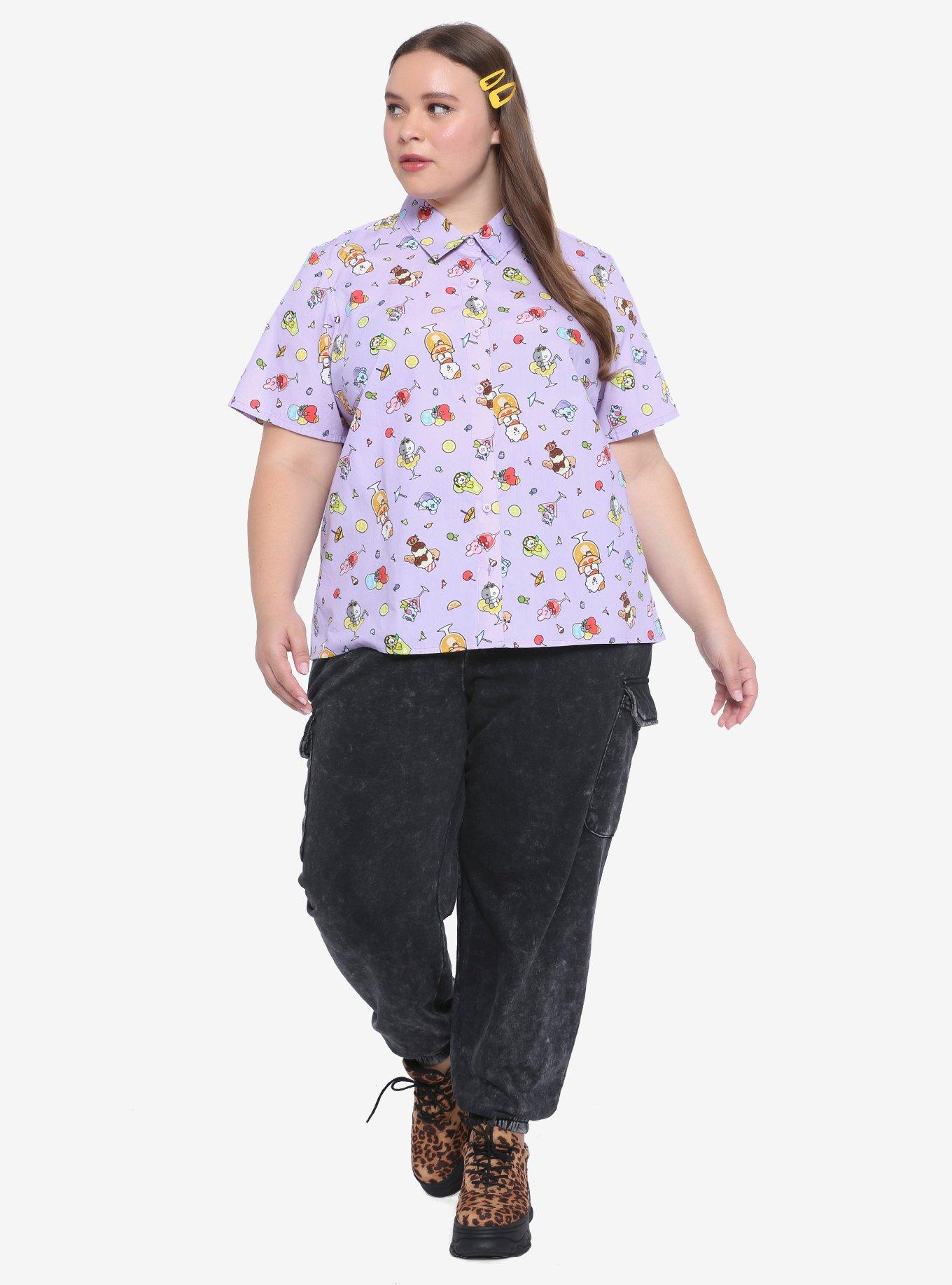 BT21 Fruity Drinks Girls Woven Button-Up Plus Size, MULTI, alternate