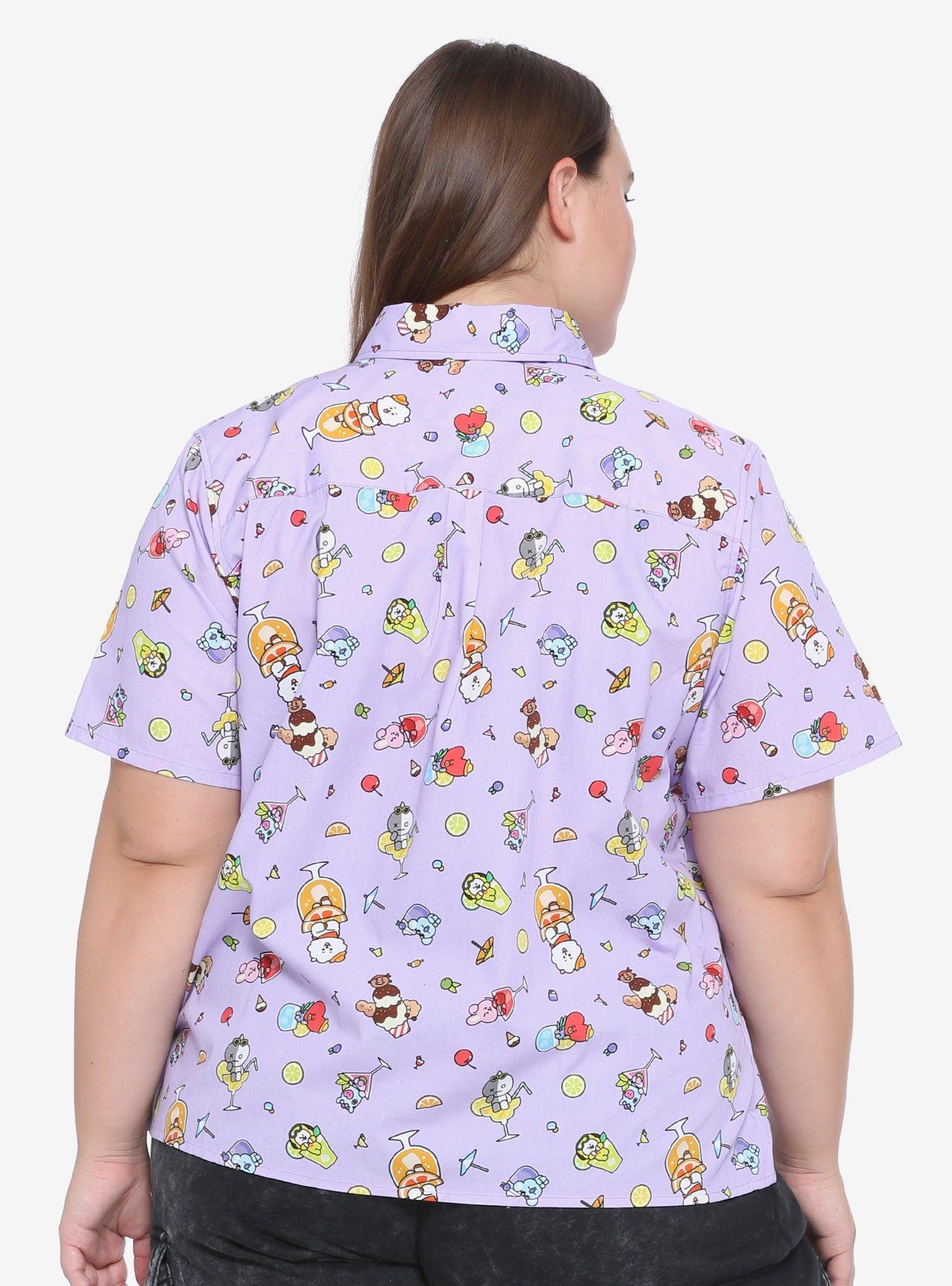 BT21 Fruity Drinks Girls Woven Button-Up Plus Size, MULTI, alternate