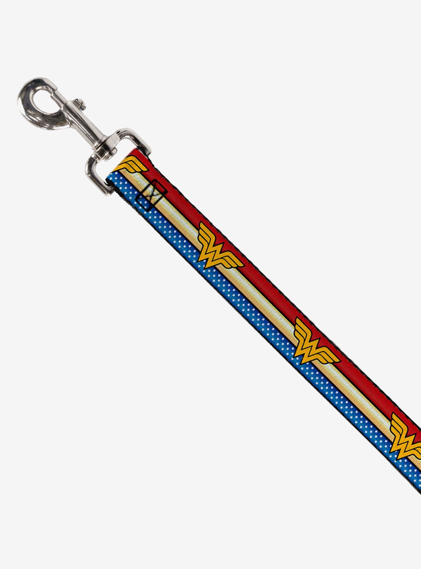 DC Comics Wonder Woman Logo Striped Stars Dog Leash, , alternate