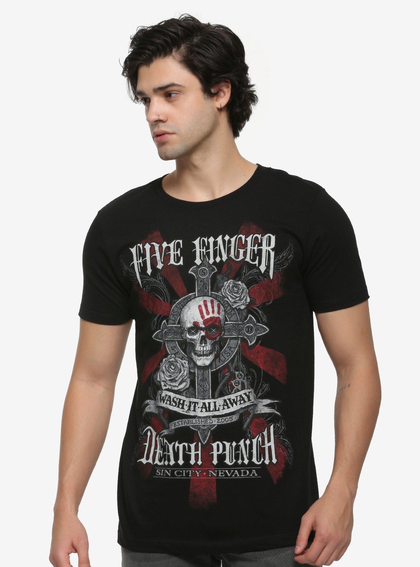 Five Finger Death Punch WashIt Away Uomo T-Shirt Nero S 100% Cotone Regular