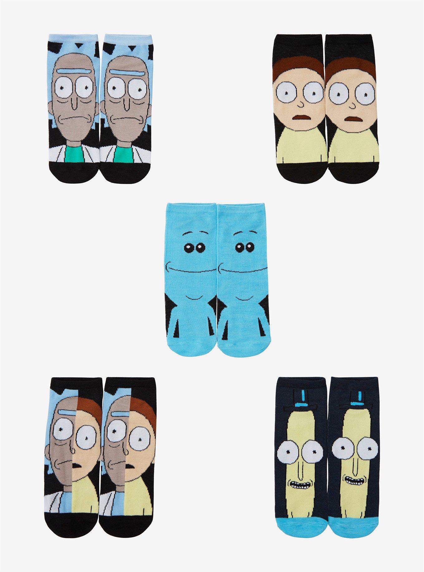 Rick and Morty Meeseeks, Mr. Poopybutthole, Rick, & Morty Ankle Sock Set - BoxLunch Exclusive, , alternate