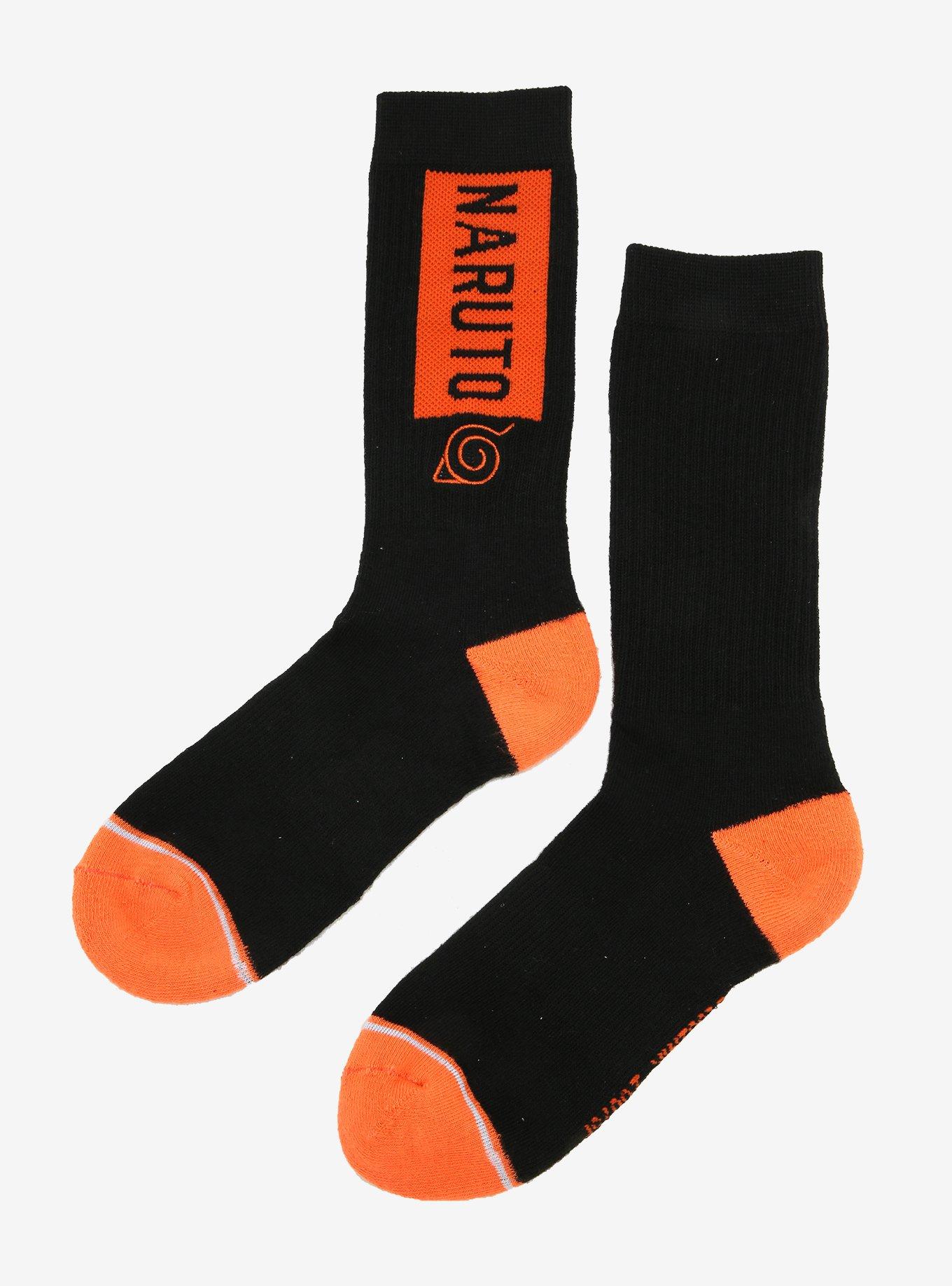 Naruto Shippuden Orange Logo Crew Socks - BoxLunch Exclusive, , alternate