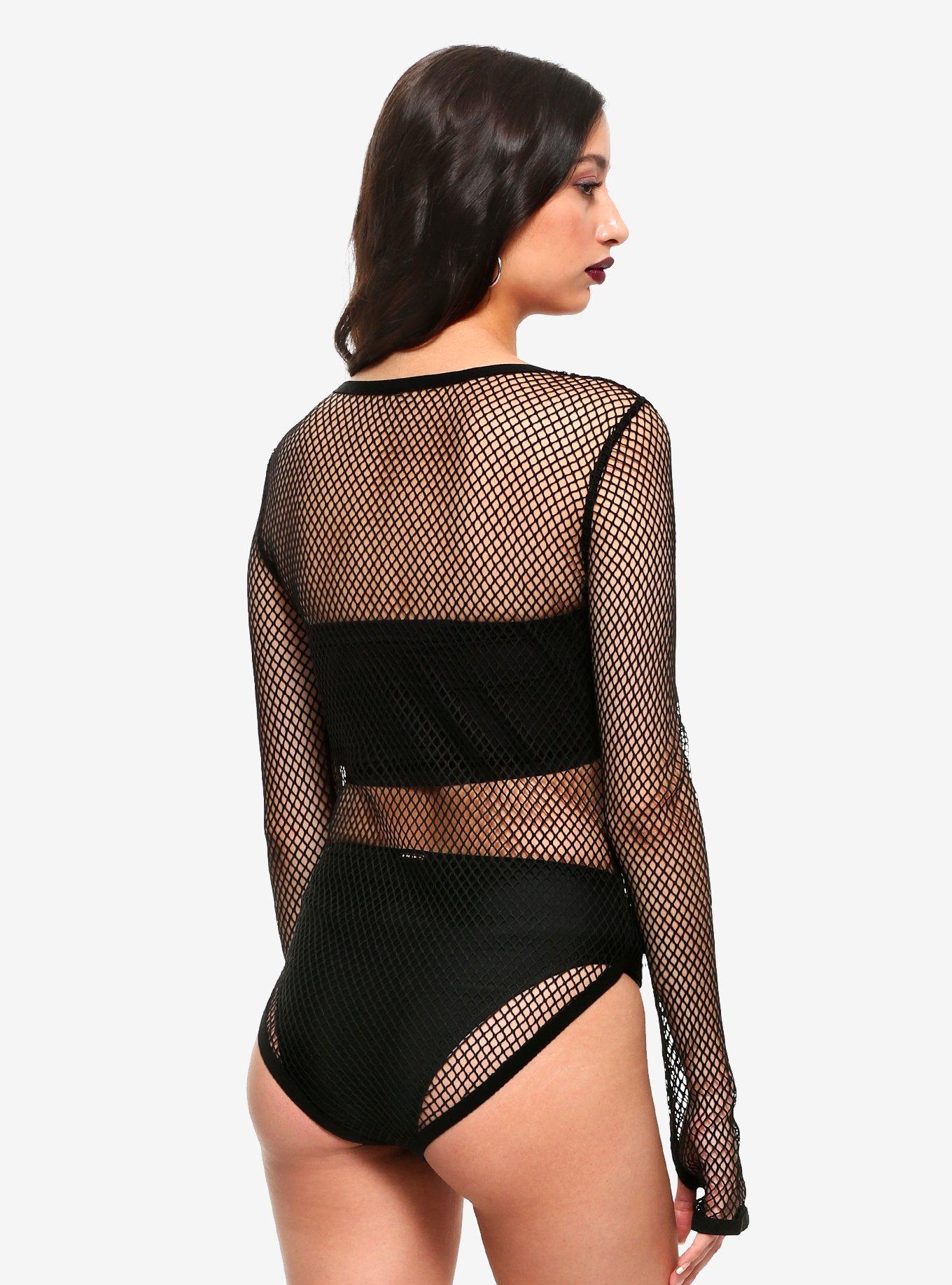 Black Fishnet Bodysuit, BLACK, alternate