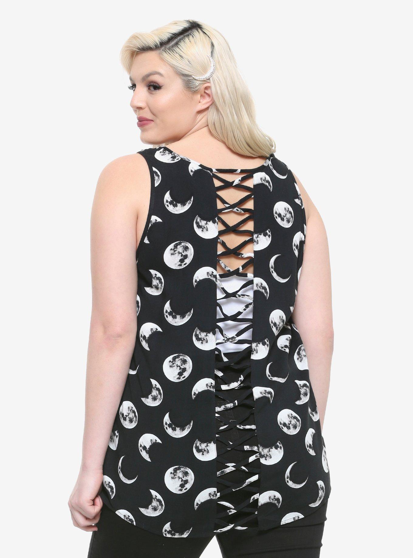Moon Phases Strappy Back Girls Tank Top Plus Size, MULTI, alternate