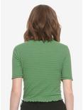 Green & Black Striped Girls Crop T-Shirt, BLACK, alternate
