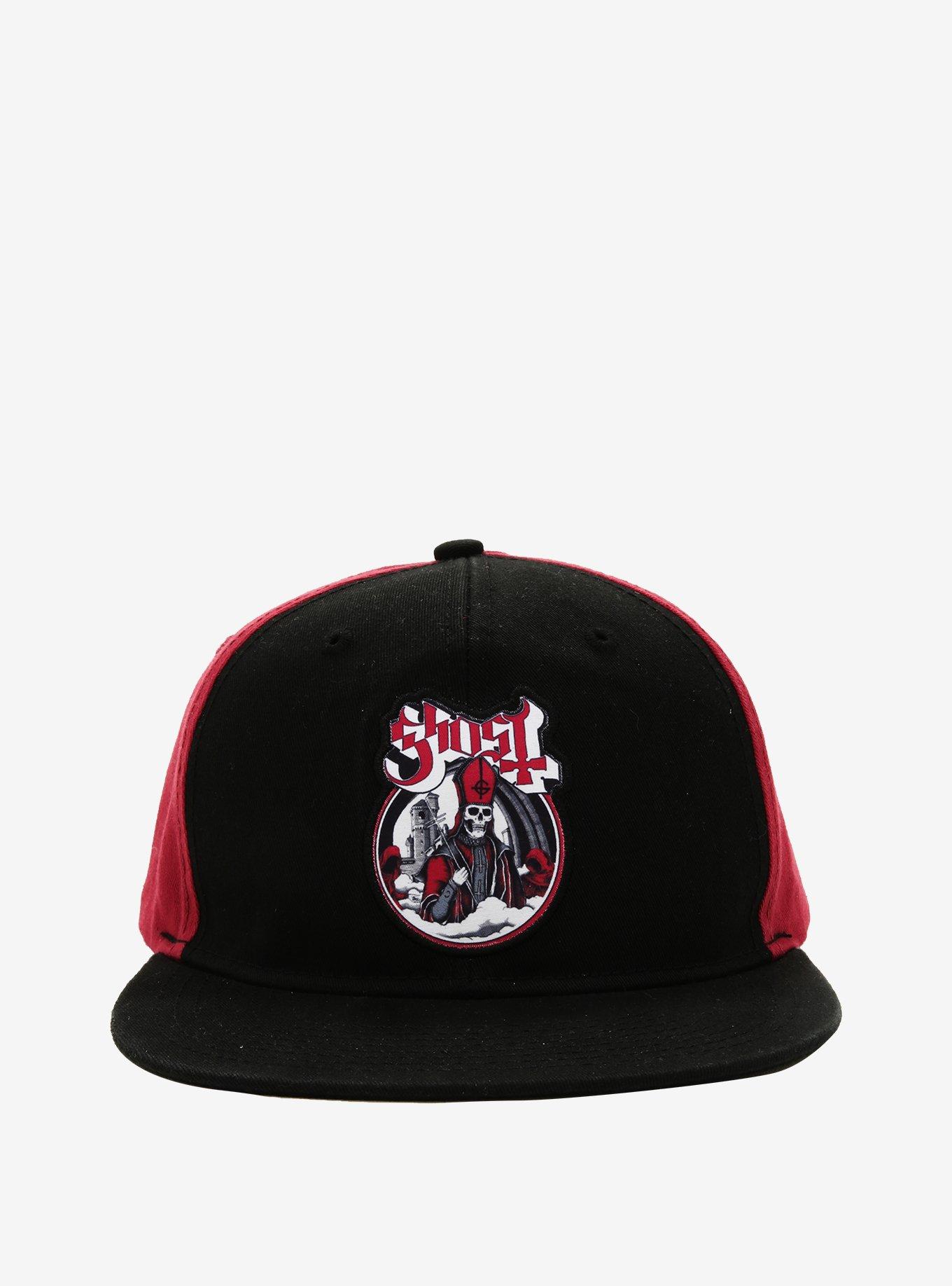 Ghost Black & Burgundy Snapback Hat, , alternate