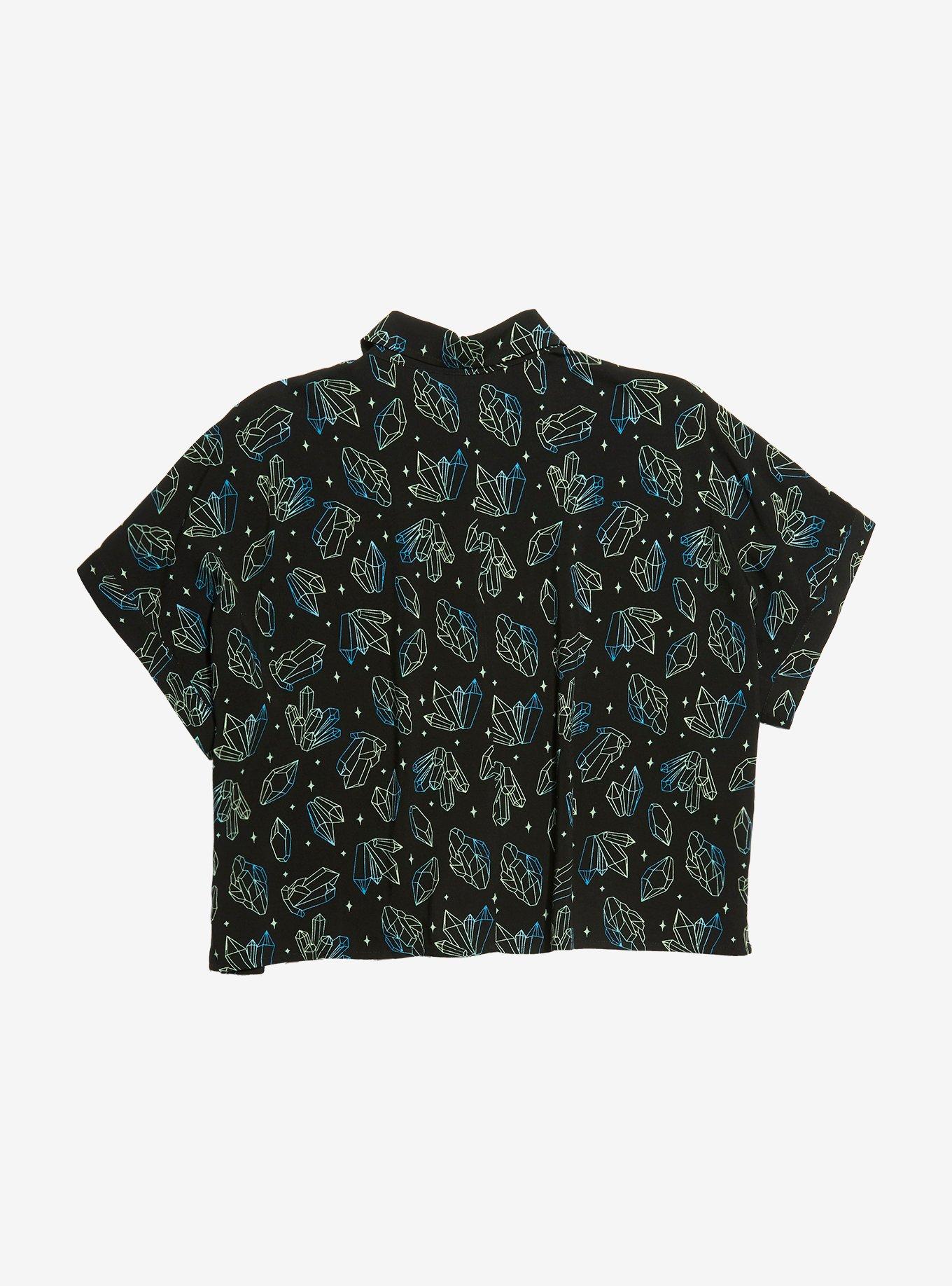 Teal Crystals Girls Woven Button-Up, TEAL, alternate
