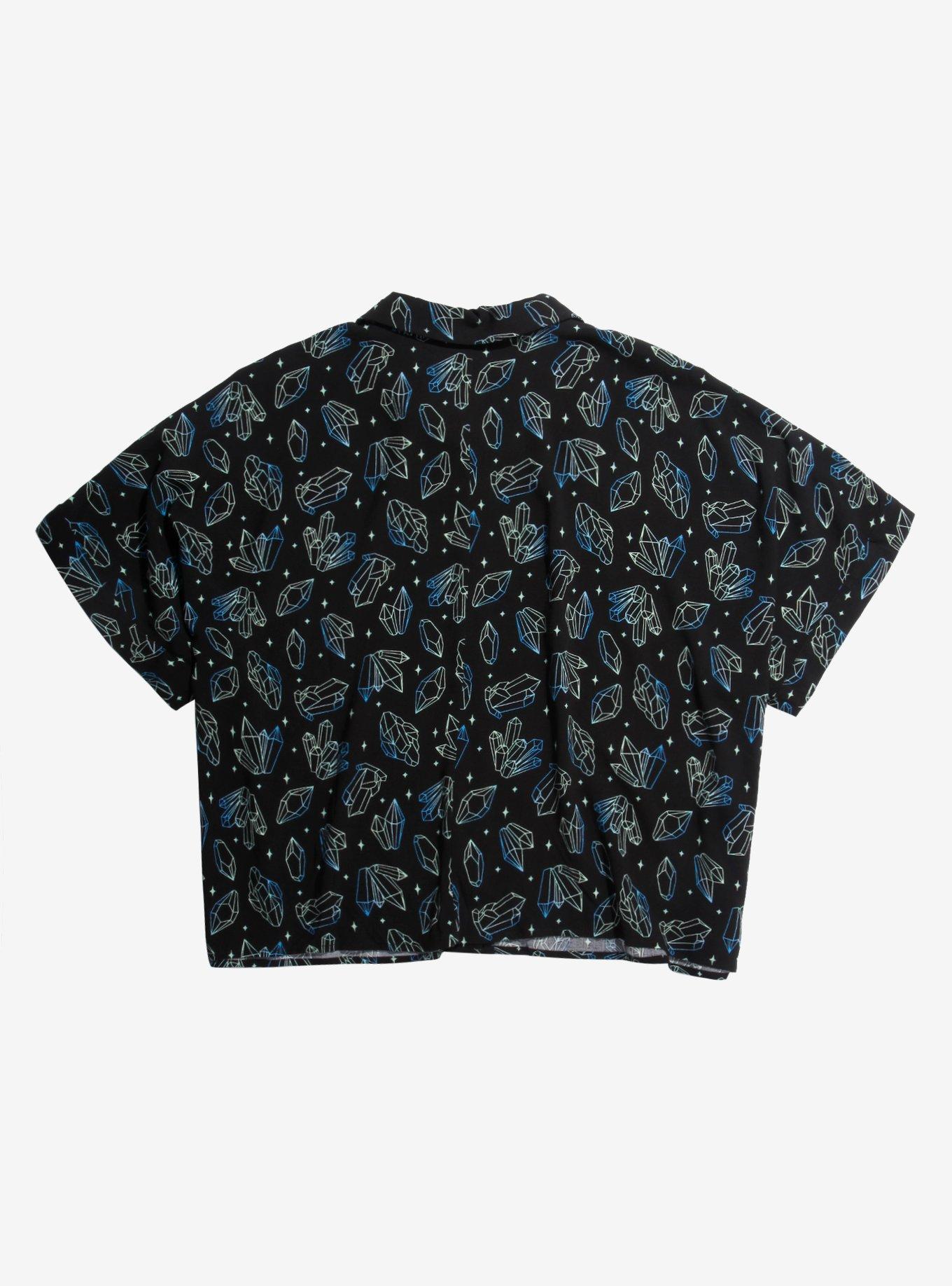 Teal Crystals Girls Woven Button-Up Plus Size, TEAL, alternate