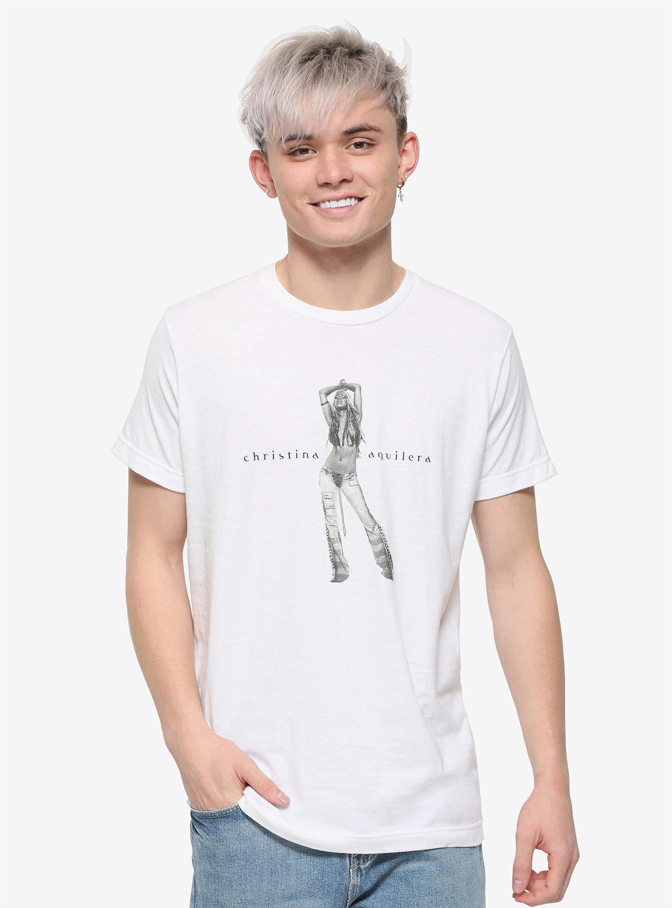 Christina Aguilera Stripped T-Shirt, WHITE, alternate