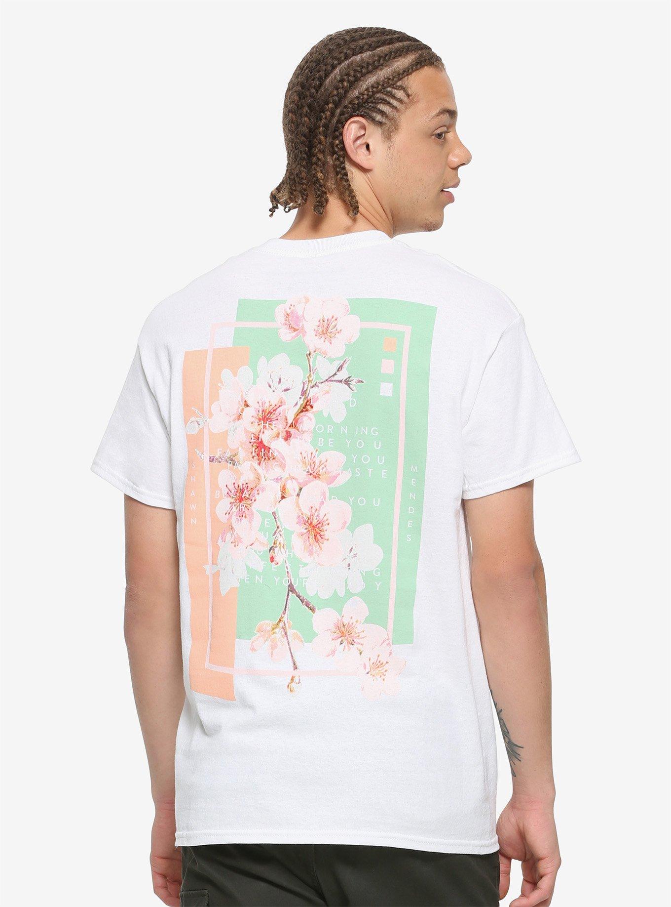 Shawn Mendes Cherry Blossoms & Song Titles T-Shirt, WHITE, alternate