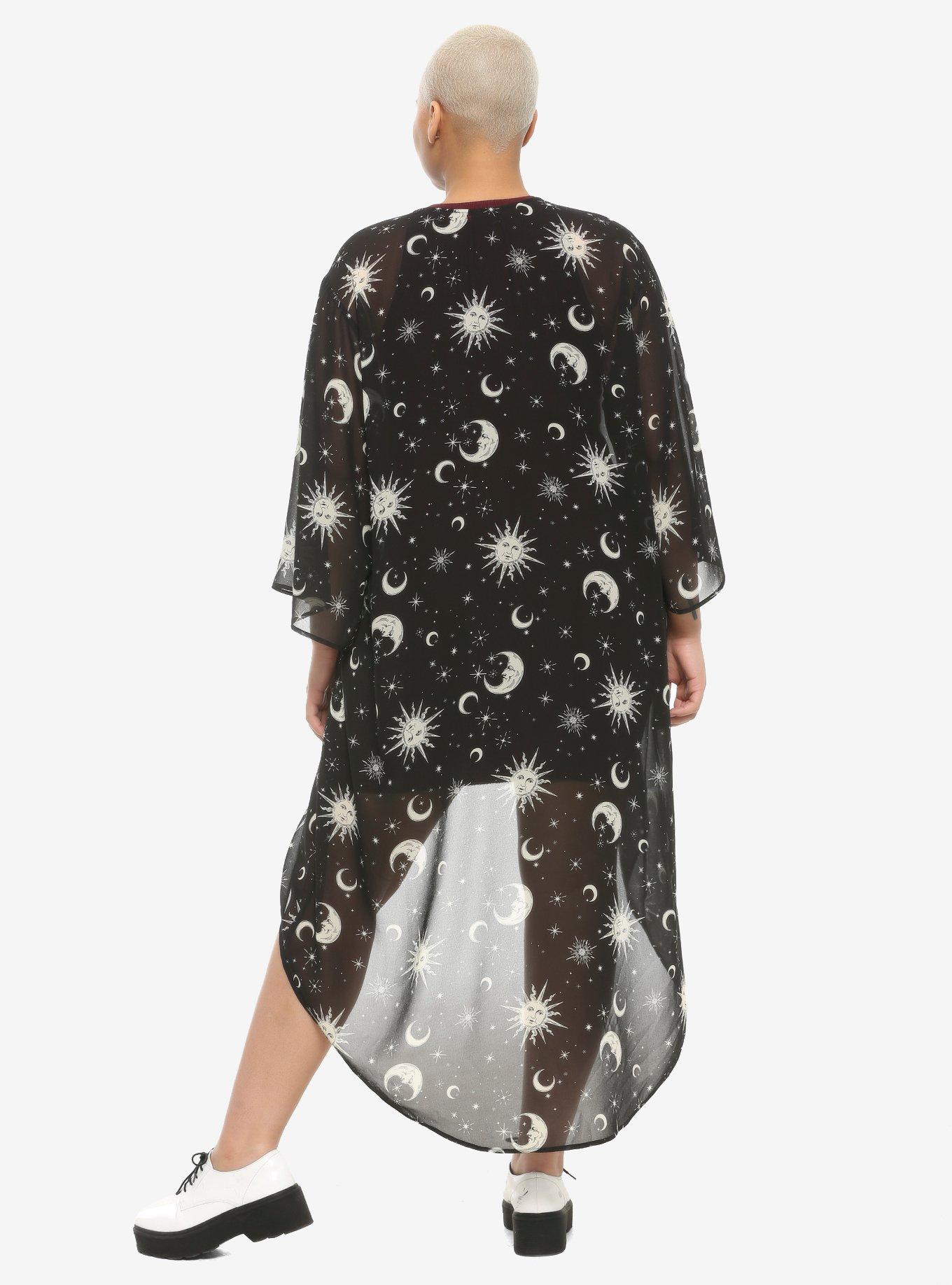 Celestial Hi-Low Kimono Plus Size, WHITE, alternate