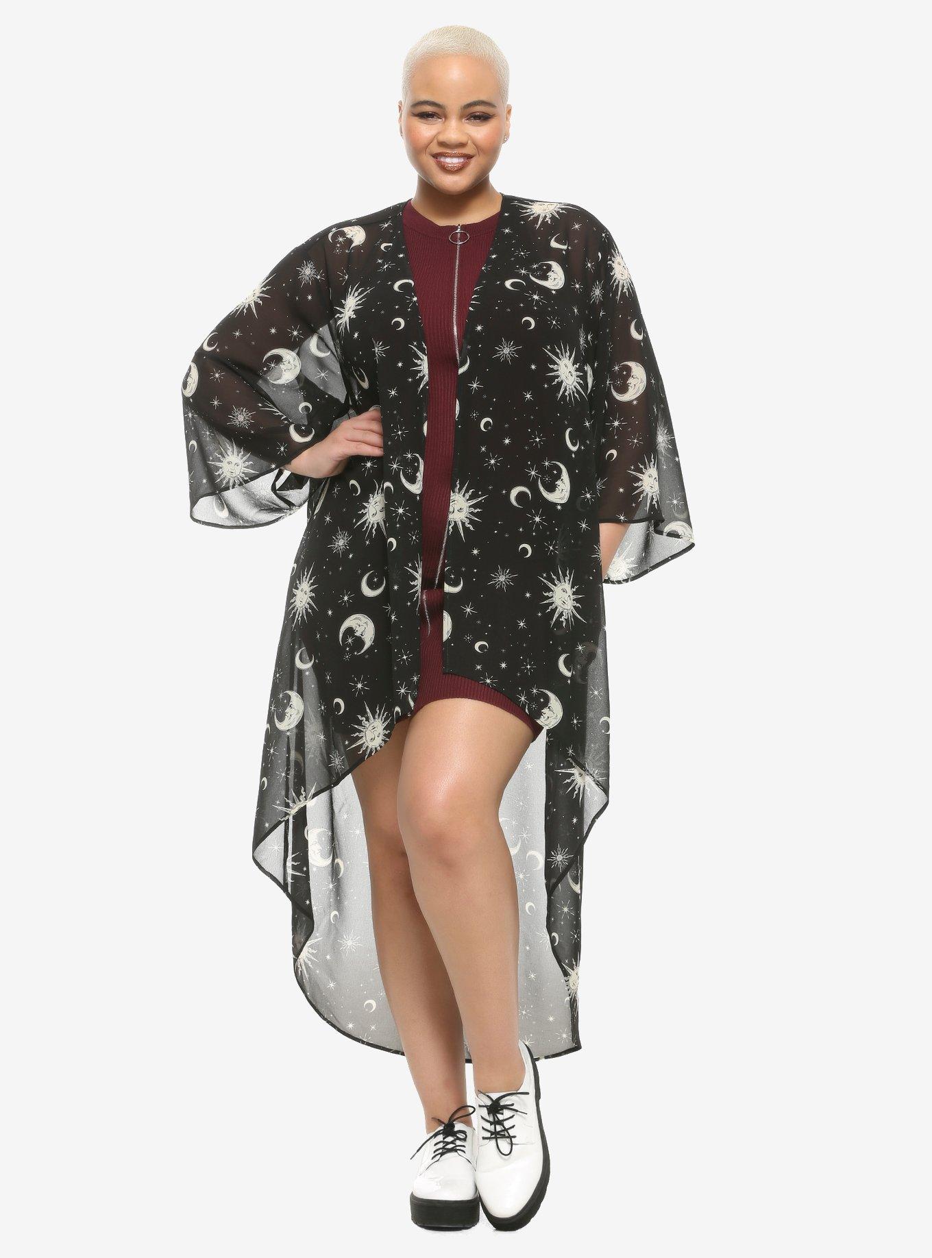 Celestial Hi-Low Kimono Plus Size, WHITE, alternate