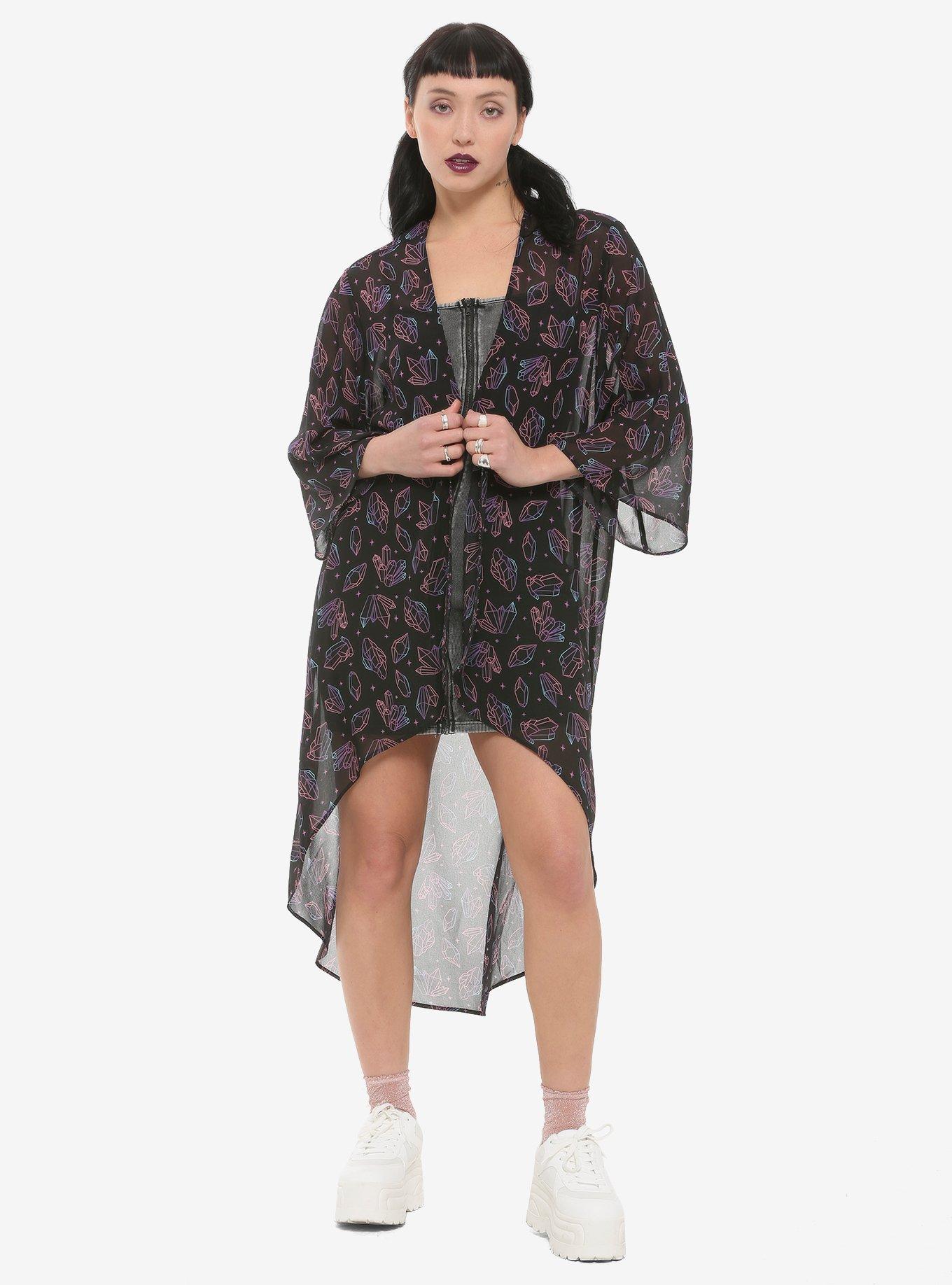 Crystal Print Midi Kimono, , hi-res