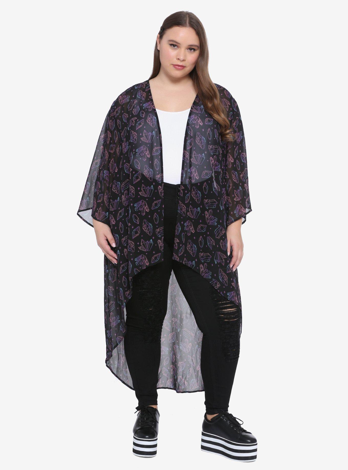 Crystal Print Midi Kimono Plus Size, MULTI, alternate
