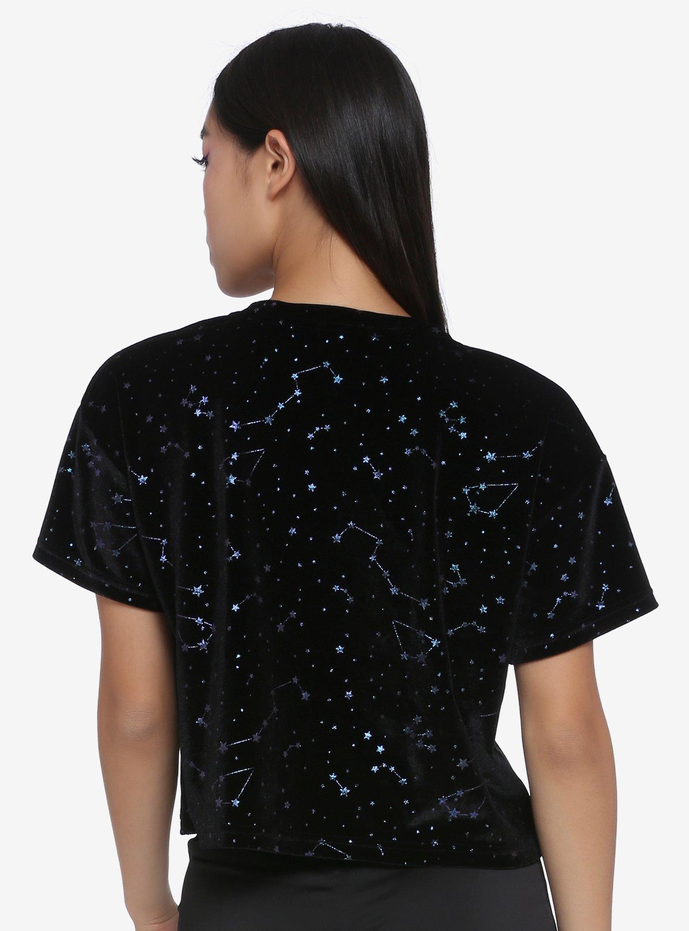 Star Constellation Velvet Girls Crop Top, MULTI, alternate