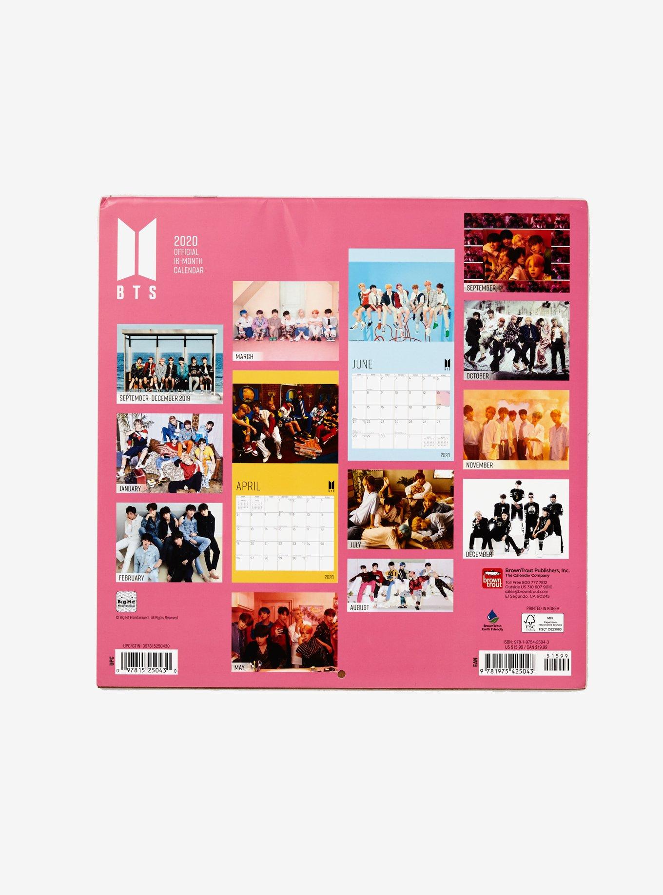 BTS 2020 16 Month Large Wall Calendar, , alternate