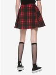 Black & Red Plaid O-Ring Skater Skirt, PLAID - RED, alternate