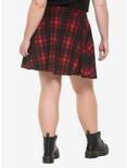 Black & Red Plaid O-Ring Skater Skirt Plus Size, PLAID - RED, alternate