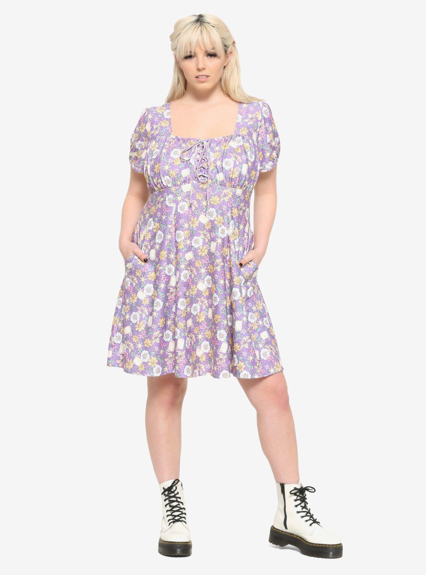 Her Universe Disney Tangled Floral Icons Dress Plus Size, LAVENDER, alternate