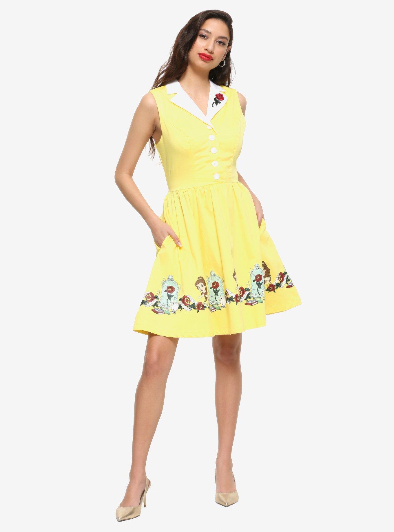 Her Universe Disney Beauty And The Beast Belle Retro Dress, LIGHT YELLOW, alternate