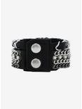 Mixed Chain Faux Leather Cuff Bracelet, , alternate