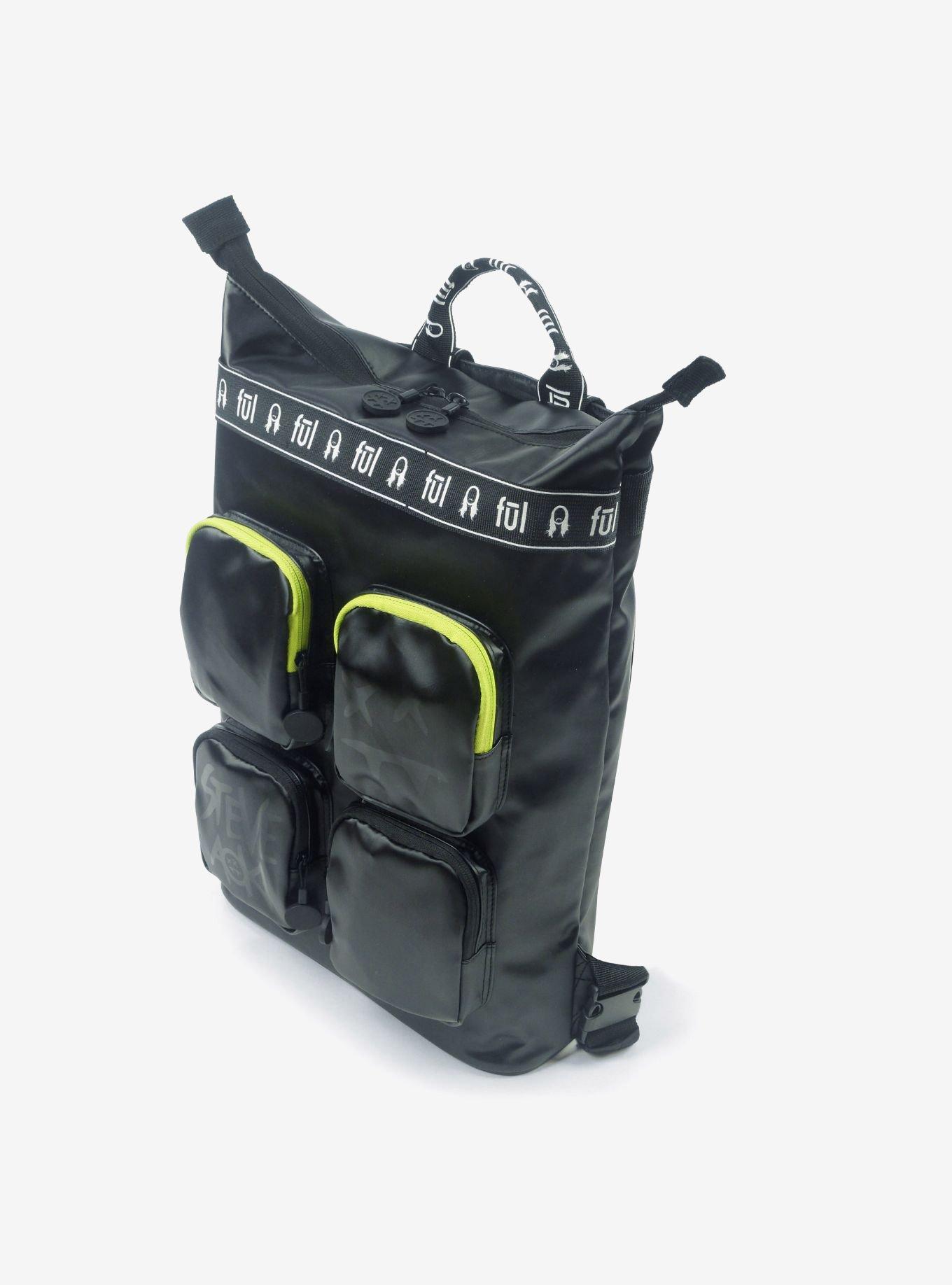 Steve Aoki FUL FANG Convertible Black And Neon Green Backpack Tote, , alternate