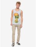 Just Here For The Pizza Alien Tank Top, GREY, alternate