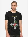 Deftones Floral Upside Down Cross T-Shirt, BLACK, alternate