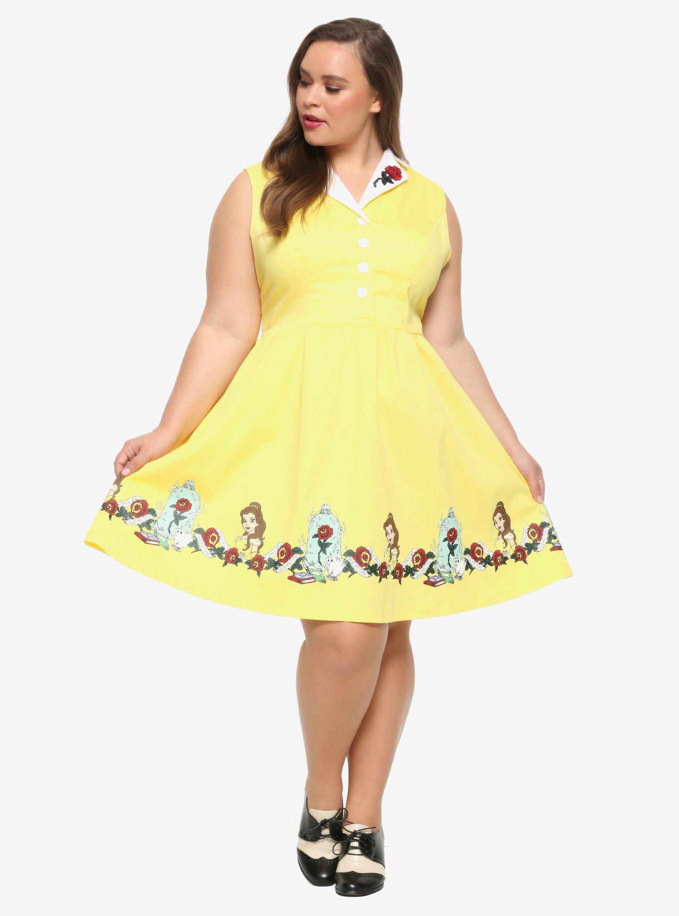 Her Universe Disney Beauty And The Beast Belle Retro Dress Plus Size, LIGHT YELLOW, alternate