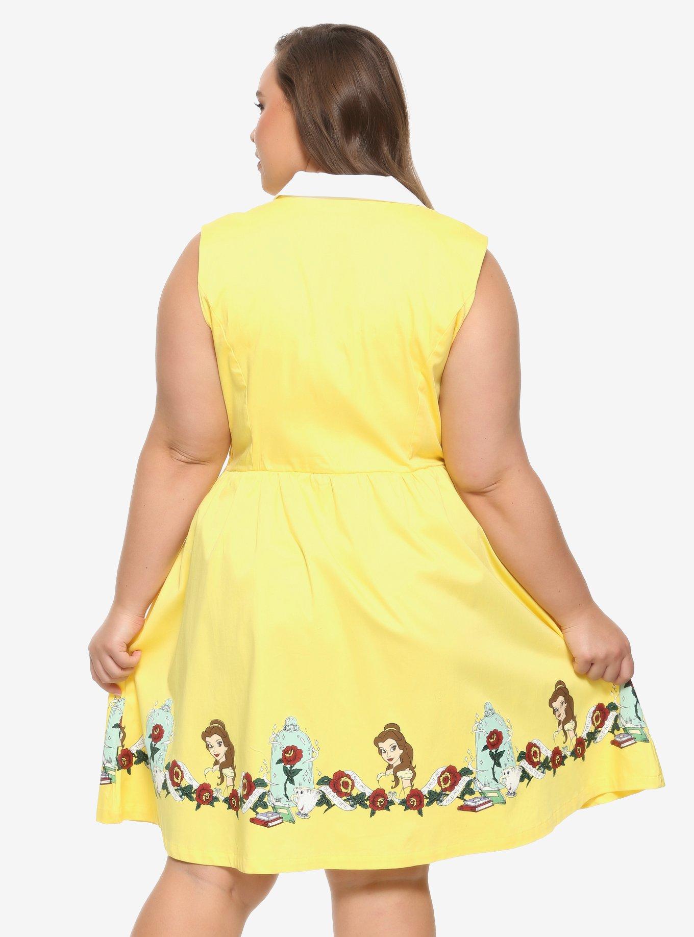 Her Universe Disney Beauty And The Beast Belle Retro Dress Plus Size, LIGHT YELLOW, alternate