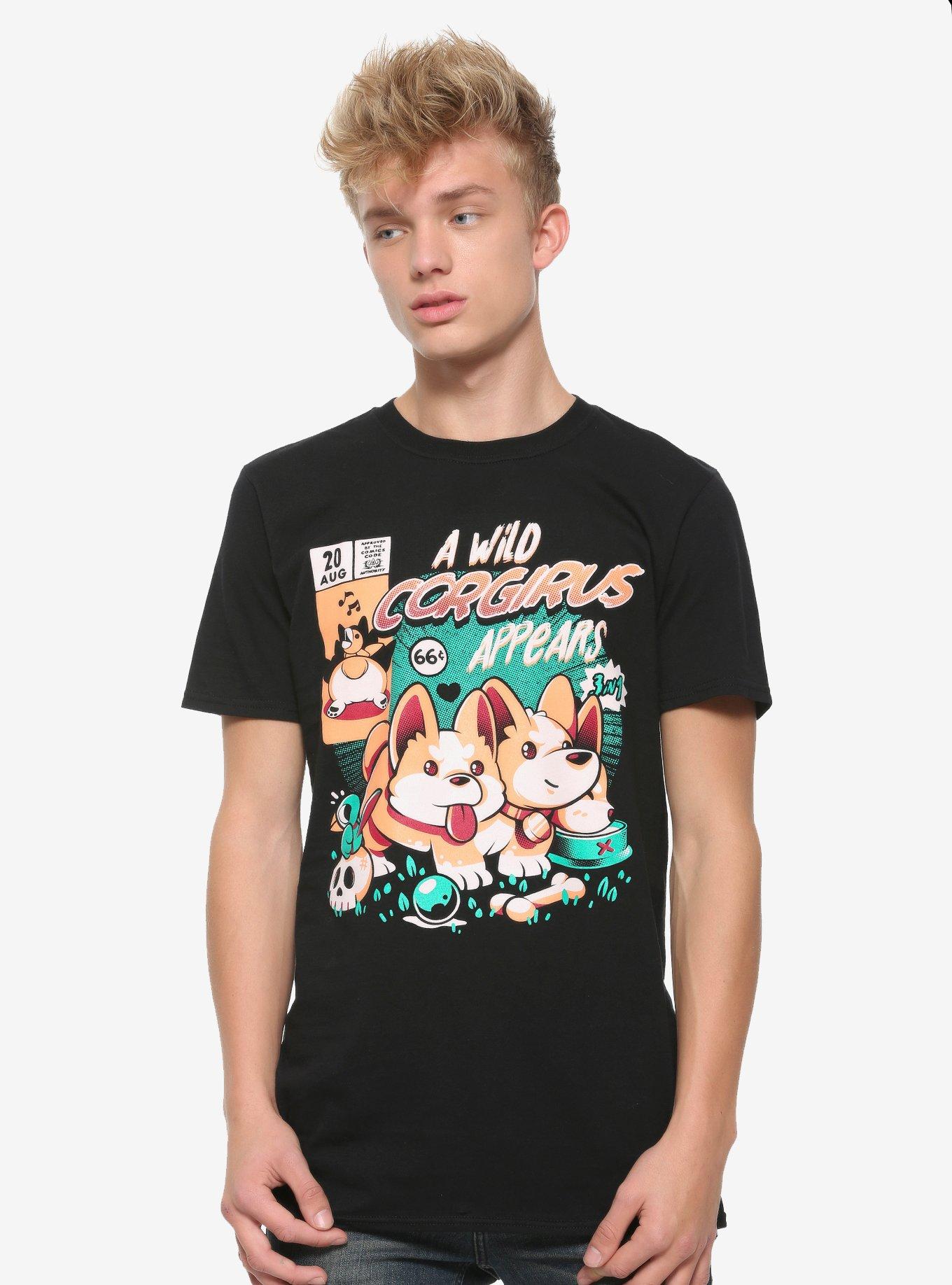 A Wild Corgirus Appears T-Shirt By Ilustrata Hot Topic Exclusive, BLACK, alternate