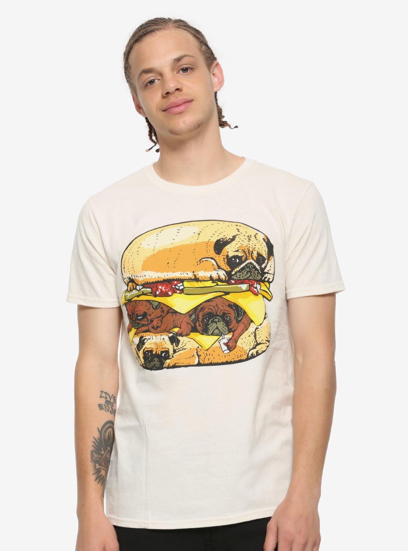 Pug Burger T-Shirt By Huebucket, SAND, alternate