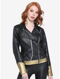 Her Universe Marvel Black Widow Faux Leather Girls Moto Jacket, RED, alternate