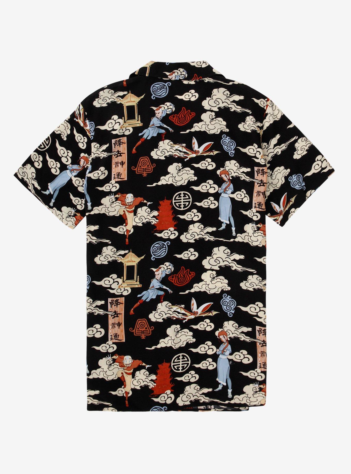 Avatar: The Last Airbender Clouds Woven Button-Up, BLACK, alternate