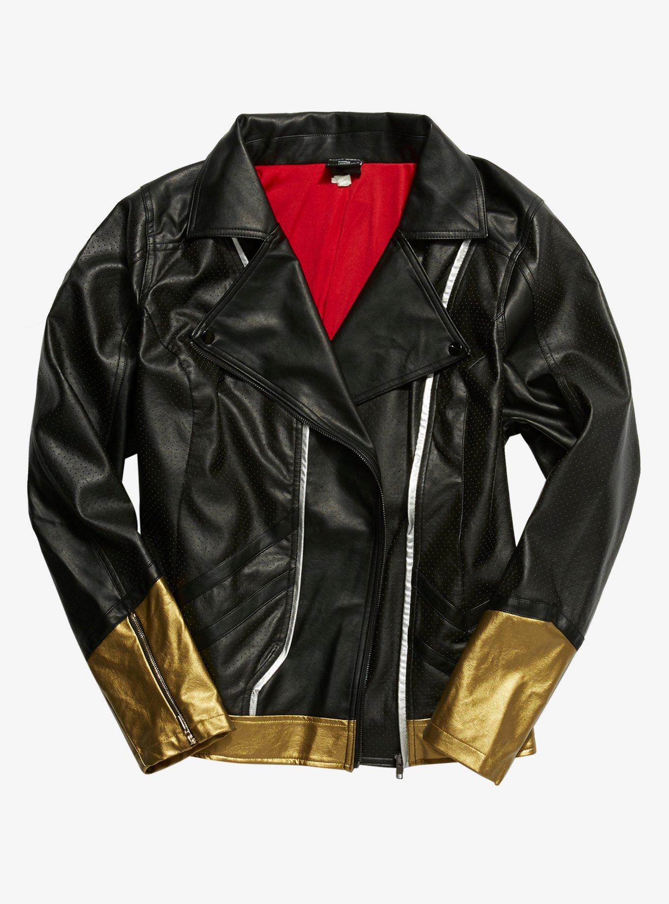 Her Universe Marvel Black Widow Faux Leather Girls Moto Jacket, MULTI, alternate
