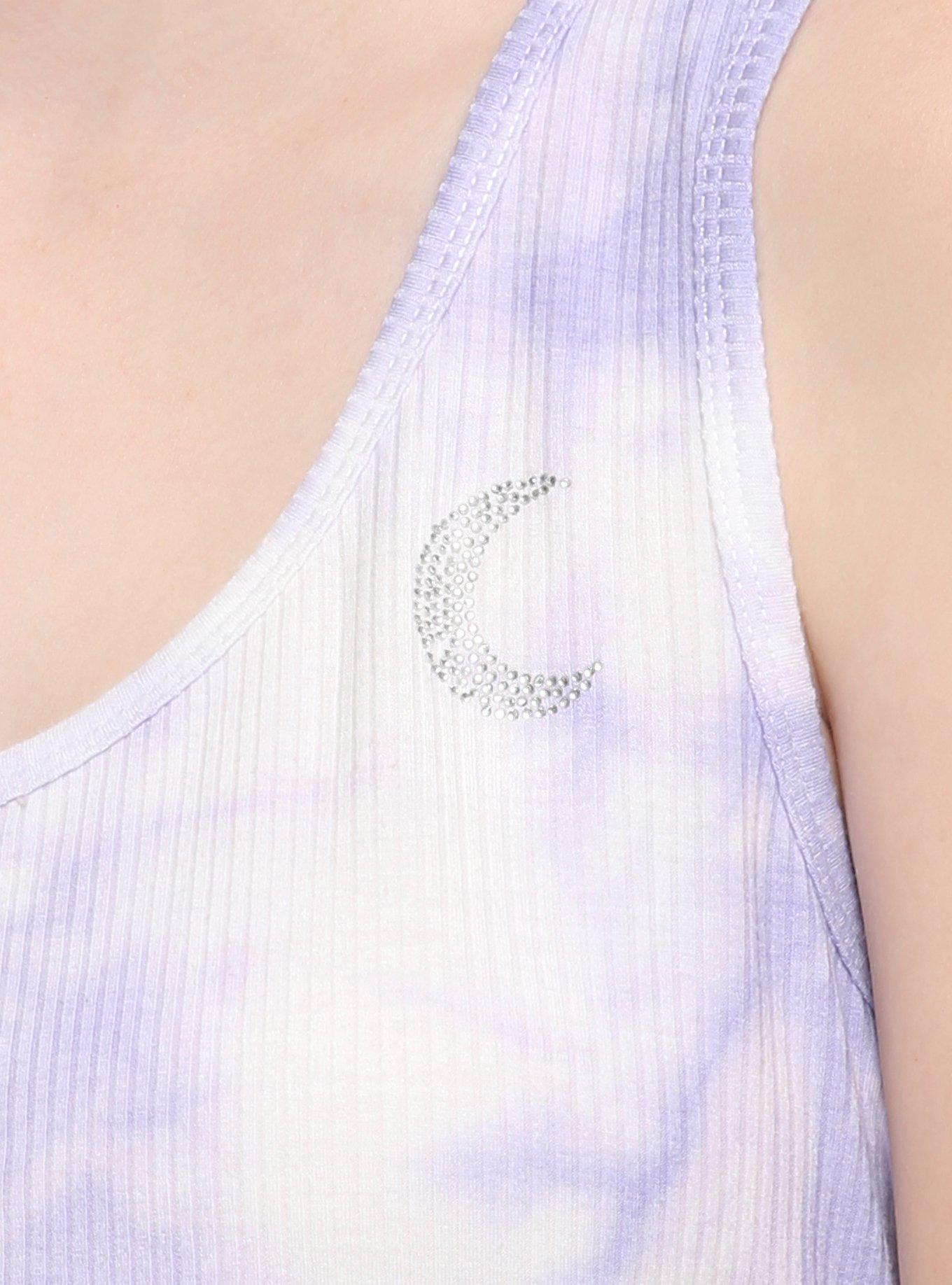 Sparkle Moon Tie-Dye Girls Crop Tank Top, MULTI, alternate