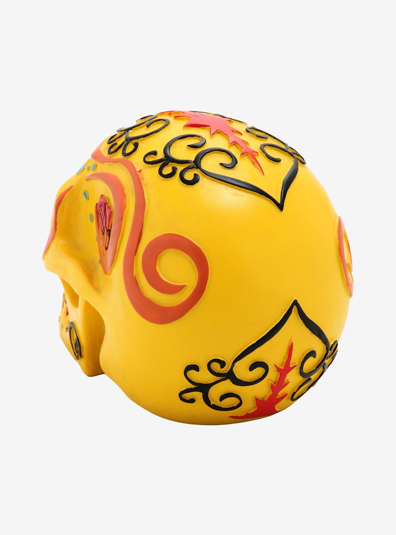 Yellow Sugar Skull Figurine, , alternate