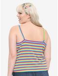 Rainbow Stripe Girls Strappy Tank Top Plus Size, RAINBOW, alternate