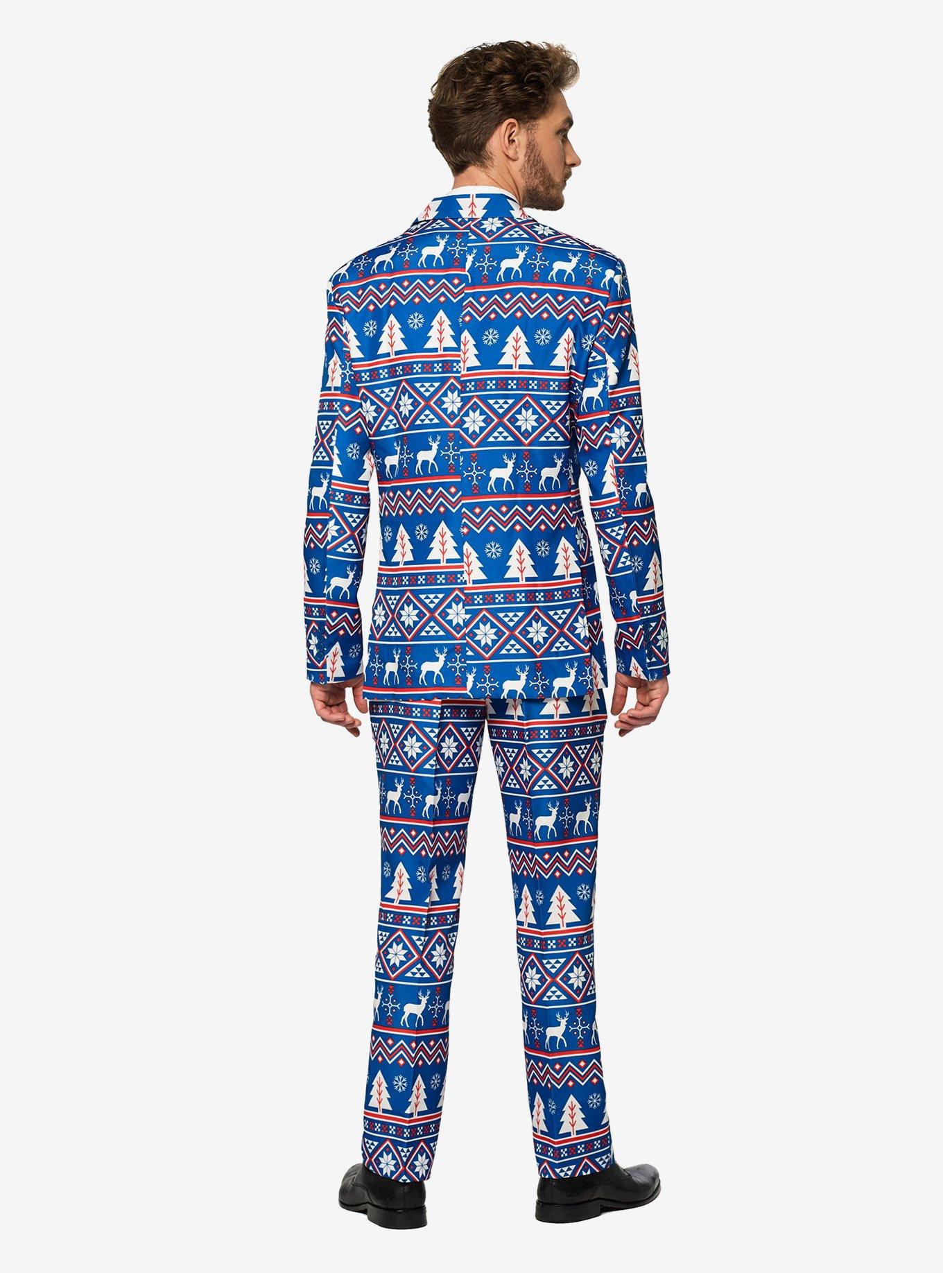 Suitmeister Men's Christmas Blue Nordic Christmas Suit, , hi-res
