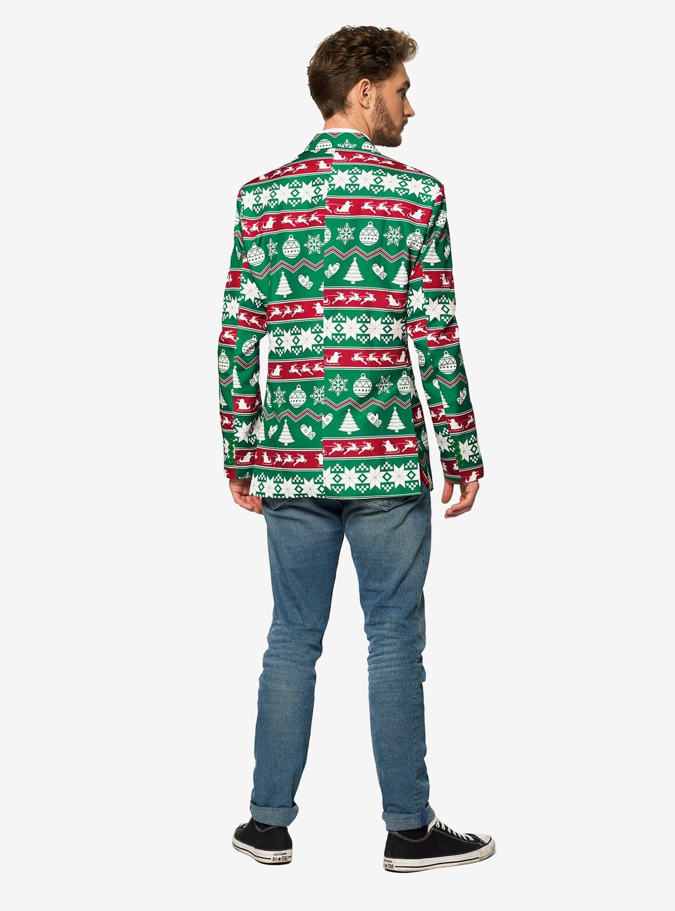 Suitmeister Men's Christmas Green Nordic Christmas Blazer, GREEN, alternate