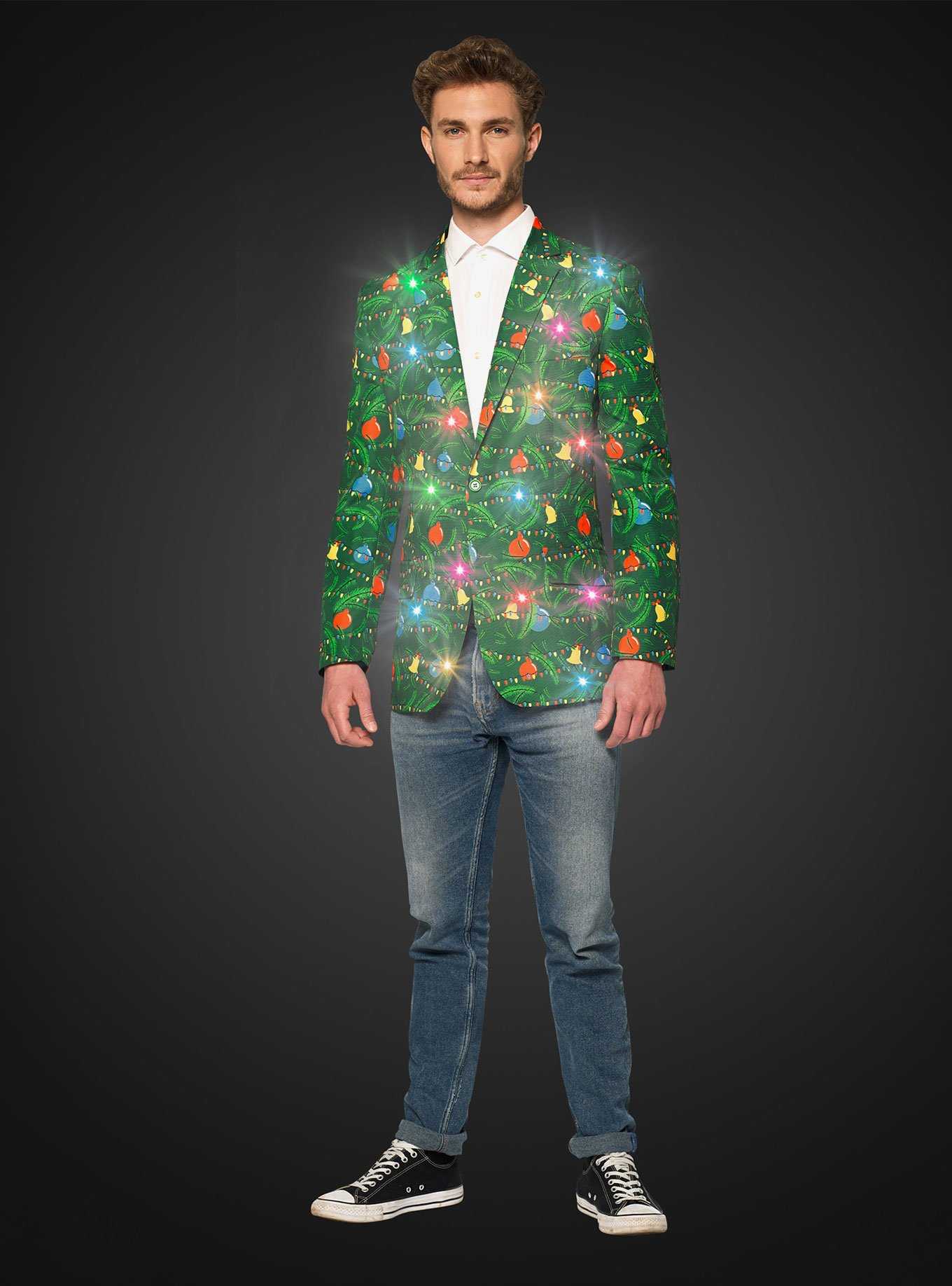 Suitmeister Men's Christmas Green Tree Christmas Light Up Blazer, , hi-res