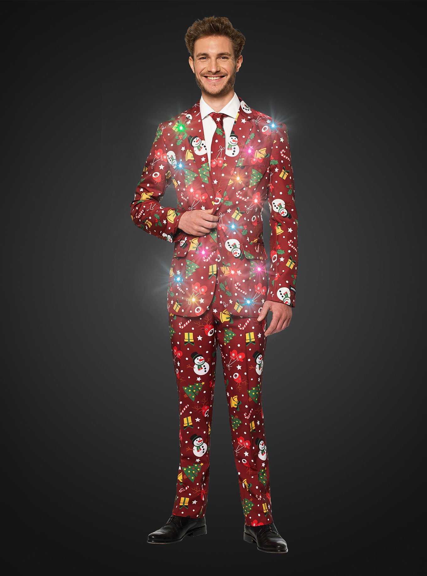 Suitmeister Men's Christmas Red Icons Christmas Light Up Suit, , hi-res