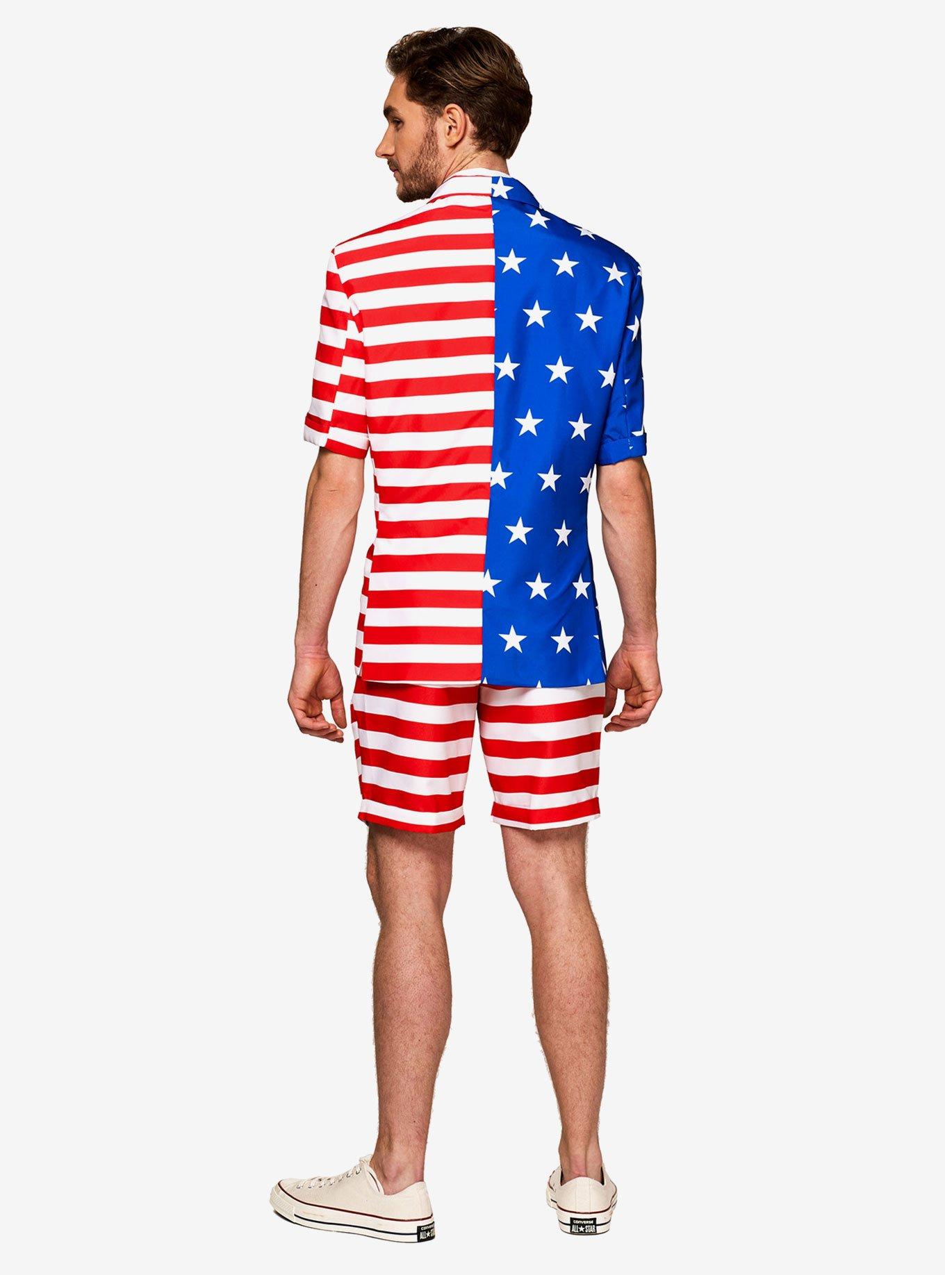 Suitmeister Men's USA Flag Americana Short Suit, BLUE  RED, alternate