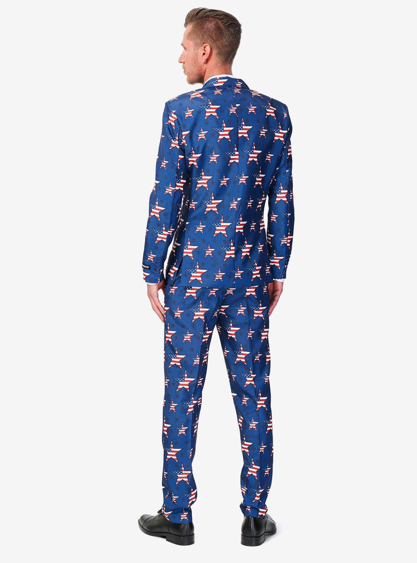 Hot Topic Suitmeister Men's USA Stars And Stripes Americana Suit