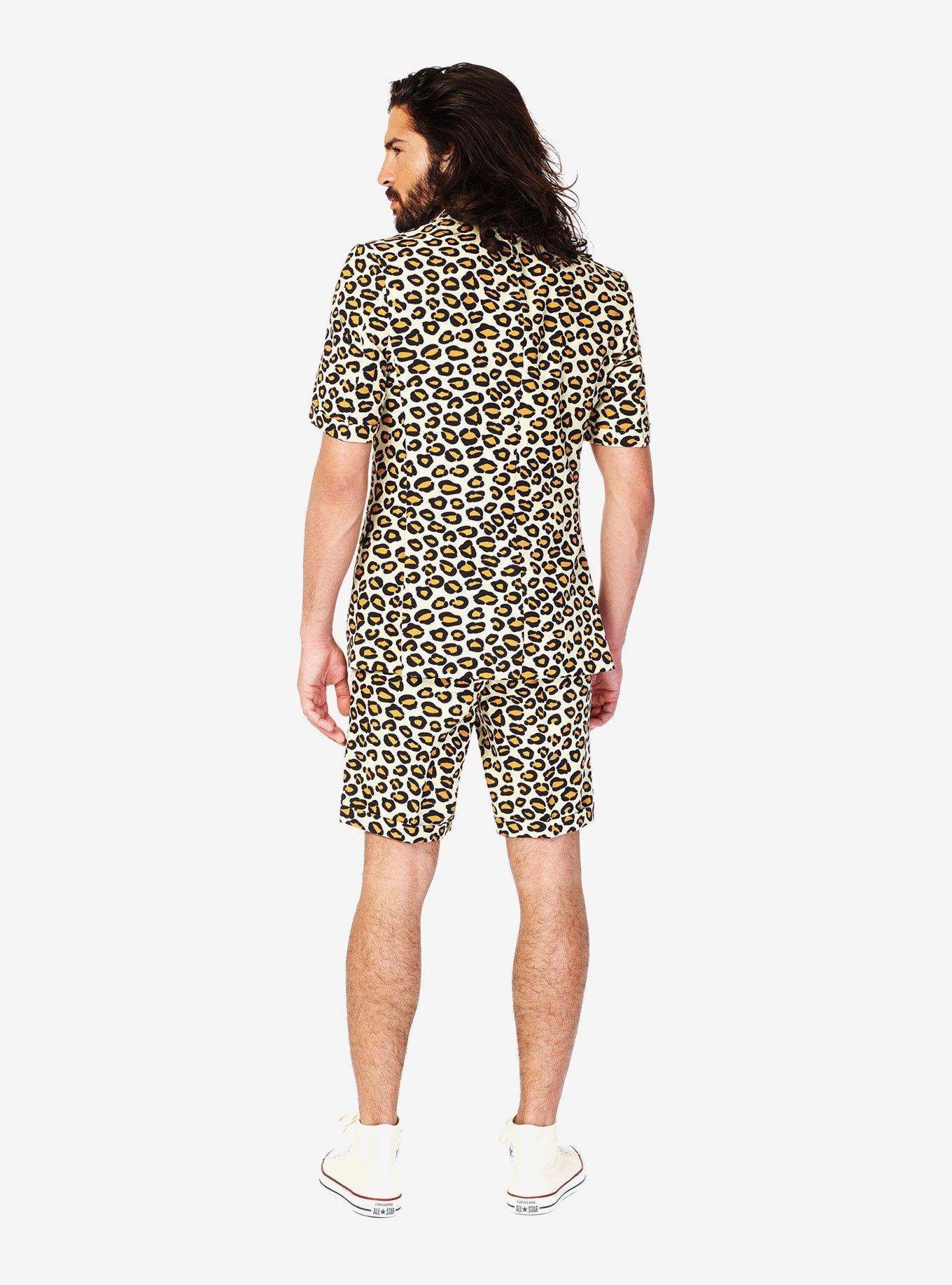 OppoSuits Men's Short The Jag Animal Short Suit, LEOPARD, alternate